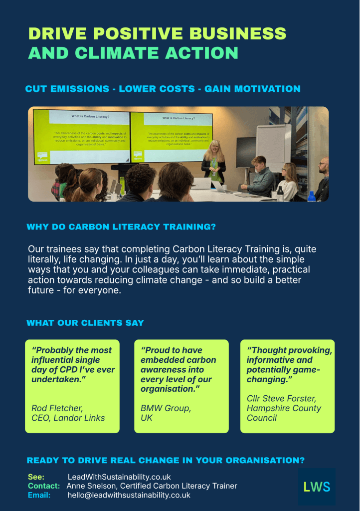 Carbon Literacy Training - LWS Staff A5 flyer